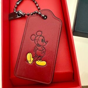 Rare Disney x Coach Mickey Mouse Red Hang Tag Original Box
